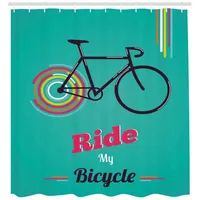 ABAKUHAUS Duschvorhang Retro Fahrrad 175 x 180 cm schwarz-pink-türkis