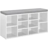 [en.casa] Ymir 103 x 48 x 30 cm mit Sitzbank / weiß grau