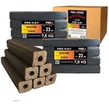 PINI Eichenholzbriketts 23 cm lang viereckig mit Zugloch 15 kg