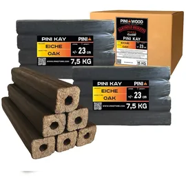 PINI Eichenholzbriketts 23 cm lang viereckig mit Zugloch 15 kg