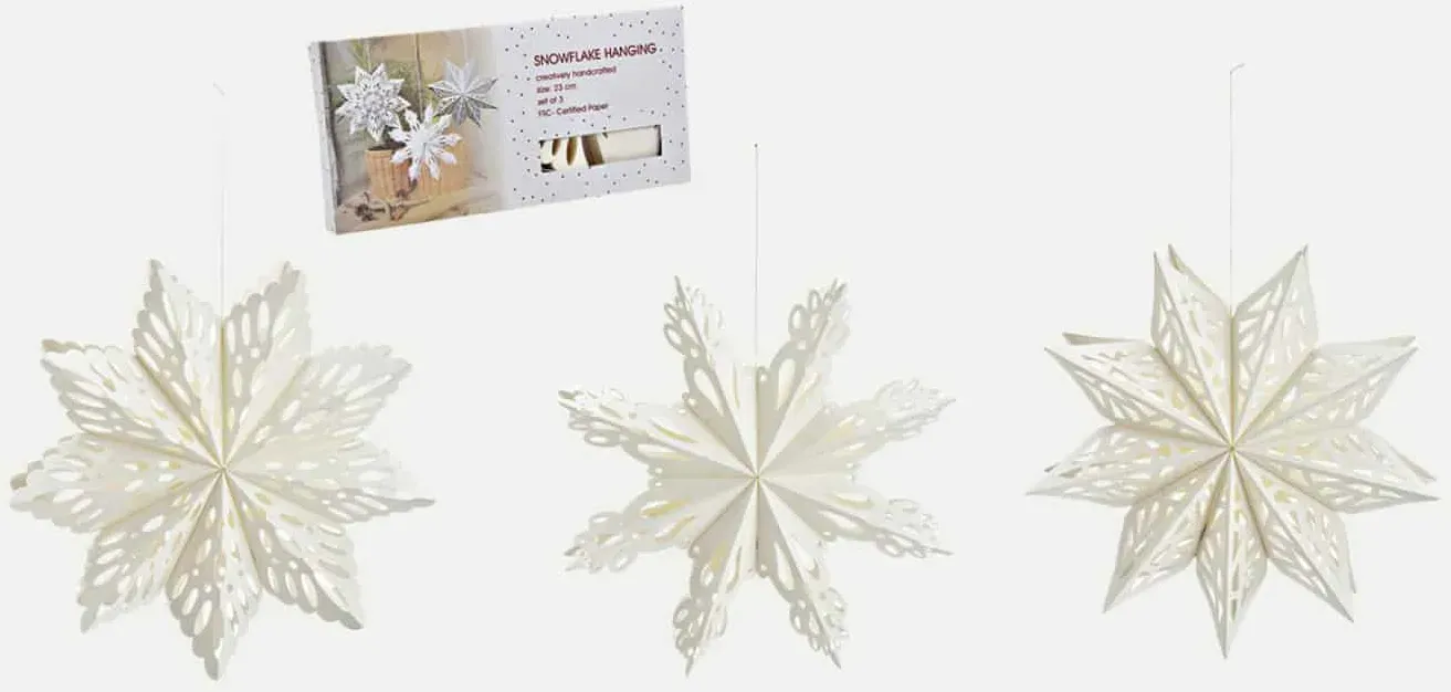 Hänger Schneeflocke 3er-Set weiss