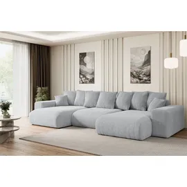 altdecor Ecksofa U-Form mit Schlaffunktion 3-Sitzer Grau