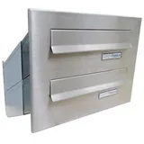 Letterbox24.de D-041 2er Edelstahl Mauerdurchwurf Briefkastenanlage (Tiefe: 23-38 cm)
