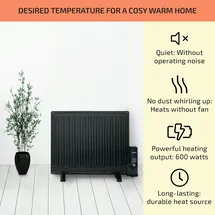 oneConcept Wallander Ölradiator 600W Thermostat Ölheizung ultraflach schwarz