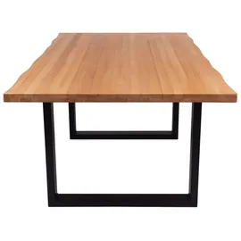 Krok Wood Esstisch Dublin aus Massivholz in Buche mit Metallbein 180x90x75 cm - Naturbelassen
