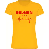 Multifanshop Damen T-Shirt - Belgien - Herzschlag - Druck