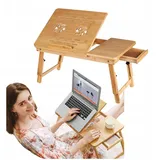 Laptoptisch Bambus klappbar fürs Bett | höhen- & neigungsverstellbar mit Schublade | Betttisch