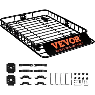 Vevor Dachgepäckträger Korb Auto Dachkorb Universal 1175 x 915 x 114 mm, Dachgepäckträger Wanne 90 kg Tragfähigkeit Relingträger Fracht Gepäckablage Schwarz für Camping, Grillen, Autoreisen usw.