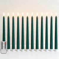 Ni-JASW Grüne flammenlose Spitzkerzen mit Fernbedienung Timer, flackernde Batterie LED Kerzenständer 12er Set