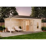 Finntherm Gartensauna Liwa Pinie 608 cm x 312 cm Wandstärke 40 mm