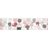 A.S. Création Bordüre Little Cats, glatt, Motiv, abstrakt, naturalistisch, Tapete Kinder Borte Wohnzimmer Schlafzimmer Küche Design Kinderzimmer braun|rosa