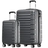 TRVLMORE Koffer & Trolleys - Koffer Set, Kofferset 2 Teilig, Handgepäck Koffer, Hartschalenkoffer Groß, Reisekoffer mit Rollen Groß - Trolley Handgepäck - Handgepäck Trolley Luggage - Grau