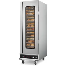 Vevor Hot Box Speisenwärmer Imbisswärmer mit 16 Ebenen & Wasserschale & Glas-Einzeltür & verstellbaren Ablagen, Speisewärmerschrank aus Edelstahl, ideal zur Aufbewahrung von Pizza Hühnchen
