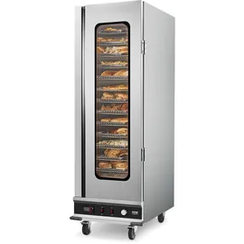 Vevor Hot Box Speisenwärmer Imbisswärmer mit 16 Ebenen & Wasserschale & Glas-Einzeltür & verstellbaren Ablagen, Speisewärmerschrank aus Edelstahl, ideal zur Aufbewahrung von Pizza Hühnchen