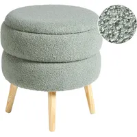Beliani Hocker mit Stauraum Bouclé 44 x 48 x 44 cm Grün