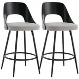 WAHSON OFFICE CHAIRS Barhocker 2er Set Tresenhocker mit Lehne Moderne Barstuhl mit Holzrückenlehne Küchenhocker aus Leinen, Beige