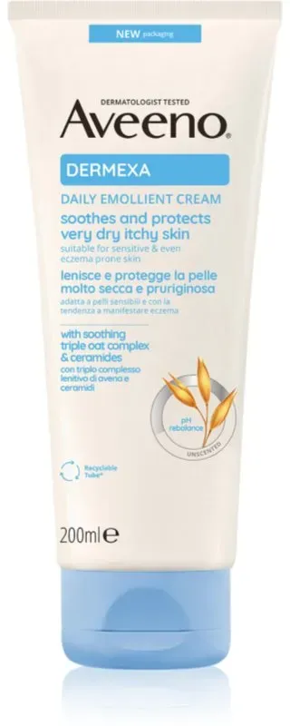 Aveeno Dermexa Daily Emollient Cream weichmachende Creme für trockene und gereitzte Haut 200 ml