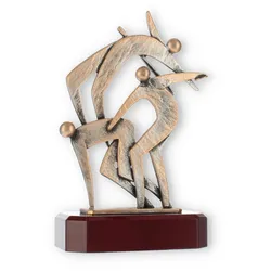 Pokal Zamakfigur Athleten altgold auf mahagonifarbenen Holzsockel 21,5cm