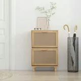 vidaXL Schuhschrank Braun 52x25x80 cm Holzwerkstoff & Rattan Natur