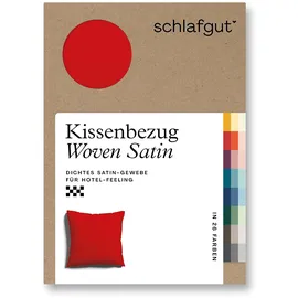 schlafgut Woven Satin Kissenbezug 80x80 cm | red-deep - rot