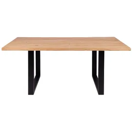 Krok Wood Esstisch Dublin aus Massivholz in Eiche mit Metallbein 180x100x75 cm - Naturbelassen