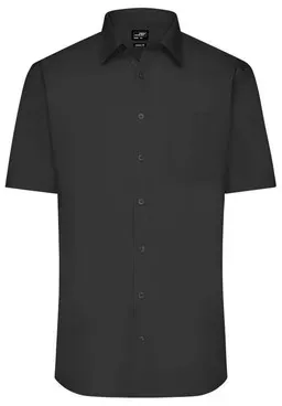 Herrenhemd Poplin Kurzarm JN680, schwarz, Größe XL - schwarz - XL