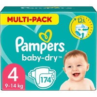 Pampers Windeln Größe 4 (9-14kg) Baby-Dry, Maxi, 174 Stück, Alte Version