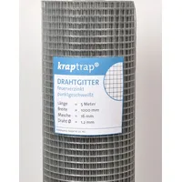 KrapTrap kraptrap® Volierendraht Drahtgitter I Käfigdraht Schweißgitter I 16x16mm Masche 1x12m 4-eck Drahtzaun Maschendraht