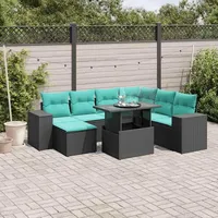 vidaXL Gartensofa-Set 8-tlg. schwarz