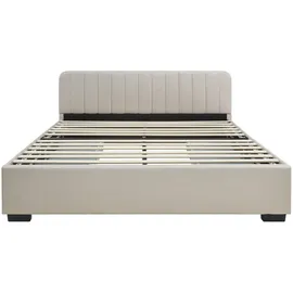 [en.casa] Polsterbett Nofrenna mit Matratze 160x200 cm Leinen Beige Kunststoff, 4 Schubladen, Rechteckig, Schlafzimmer, Betten, Polsterbetten
