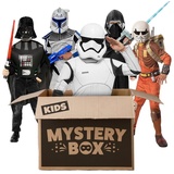 Rubie ́s Kostüm Star Wars Mystery Box für Kinder mit 3 Kostümen, Galaktische Star Wars Verkleidungskiste für Kinder mit 3 Überraschungs schwarz 122-128