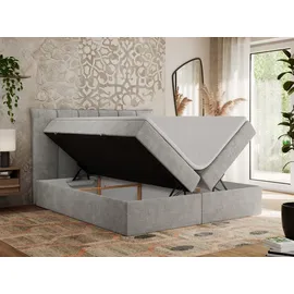 MKS Boxspringbett 160 x 200 cm H3 Hellgrau