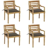 vidaXL Batavia-Stühle mit Kissen 4 Stk. Massivholz Teak