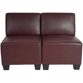Mendler Modular 2-Sitzer Sofa Couch Lyon, Kunstleder ~ rot-braun, ohne Armlehnen