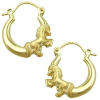 Gallay Paar Creolen Ohrring 17x14mm Pferd glänzend-matt Bügelverschluss 9Kt GOLD (1-tlg) goldfarben