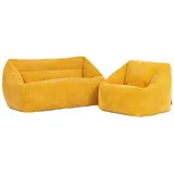 I.C.O.N. Icon Cecilia Kinder Sofa mit Sitzsack, Gelb, Flauschiger Cord Stoff, Sitzsack Cord mit Füllung, Bequemer Kinder Sessel, Kuschelsessel, Lese Sessel, Schlafzimmer, Kinderzimmer, Jugendzimmer