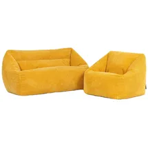 I.C.O.N. Icon Cecilia Kinder Sofa mit Sitzsack, Gelb, Flauschiger Cord Stoff, Sitzsack Cord mit Füllung, Bequemer Kinder Sessel, Kuschelsessel, Lese Sessel, Schlafzimmer, Kinderzimmer, Jugendzimmer