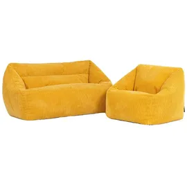 I.C.O.N. Icon Cecilia Kinder Sofa mit Sitzsack, Gelb, Flauschiger Cord Stoff, Sitzsack Cord mit Füllung, Bequemer Kinder Sessel, Kuschelsessel, Lese Sessel, Schlafzimmer, Kinderzimmer, Jugendzimmer