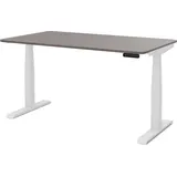 assmann büromöbel ASSMANN Elektrisch Höhenverstellbarer Familien Schreibtisch Pitino Curved Sichtbeton Anthrazit Weiß, 140x80cm, Memoryfunktion, Kollisionsschutz - Grau/Weiß