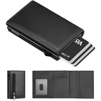 Manmaxim Slim Wallet mit Münzfach Geldbörse Herren mit RFID Schutz, Portmonee Herren Slim Smat Wallet, Pop-up Kartenetui Herren für 10 Karten, Karten Geldbeutel Herren Wallets for Men (Schwarz)