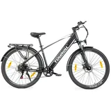 Touroll J1 Trekkingrad mit 250W Motor, 27,5 Zoll Rädern, 561,6Wh Akku, 100km Reichweite, mechanischer Scheibenbremse und E-Bremse (Schwarz) J1 schwarz