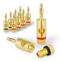 Sonero Bananenstecker Premium (8er-Set) für alle Lautsprecherkabel mit einem Durchmesser von max. 6mm2, 4 Stück mit Farbcodierung (4x rot, 4x schwarz), 24k vergoldet