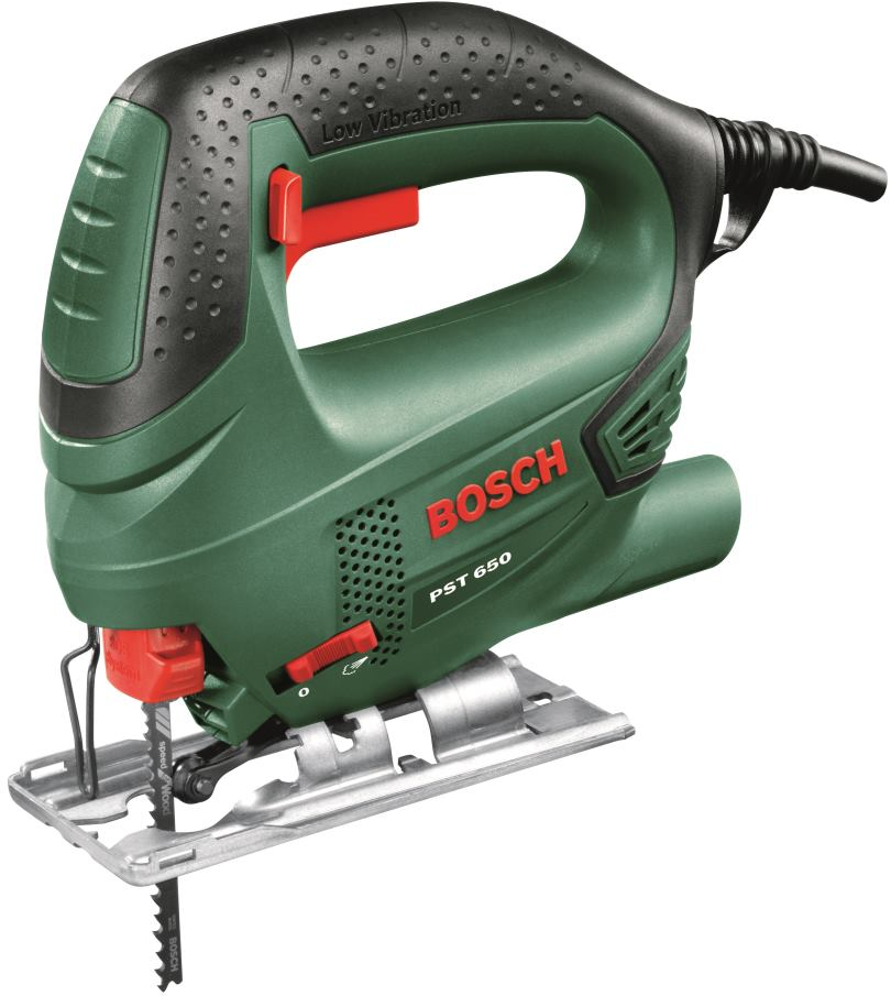 Bosch Home and Garden Stichsäge PST 650 (500 Watt, Schnitttiefe in Stahl/Holz 4mm/65mm, im Koffer) Grün