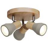 Lindby Strahler Filiz, 3-flg., rund, Ø 20 cm, Holz, Beton