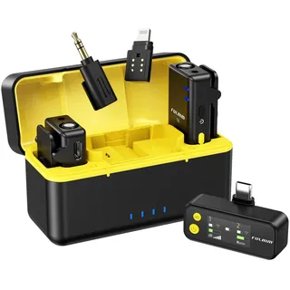 FULAIM X5M Wireless Lavalier Mikrofon Set mit Ladeetui, Plug & Play Ansteckmikrofon, DSP Rauschunterdrückung, Echtzeit-Monitoring, 18h Aufnahme, kompatibel mit Handy, Android, Kamera, PC