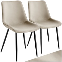 Tectake tectake® 2er Set Stuhl, gepolstert, in Samtoptik, schwarze Stahlbeine, 48 x 59 x 82,5 cm