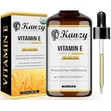 Kanzy Vitamin E Öl Bio Tropfen für Kosmetik 60ml 100% Natürliches d-Alpha-tocopherol, Anti-Falten, Anti Aging, Reines Vitamin E Öl Gegen Falten aller Art, Gesicht, Nagel und Haare