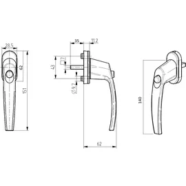 MS Beschläge ® Sicherheits-fenstergriff Fensterbeschlag mit Druckknopf Gold
