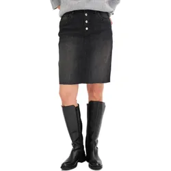 Damen Denim-Rock mit Strasssteinen Jeans-Rock Baumwoll-Rock Mini-Rock 918098 Schwarz/Grau - 36