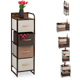 Relaxdays Schubladenschrank 31,5 x 99,5 x 31,5 cm Braun / Mehrfarbig